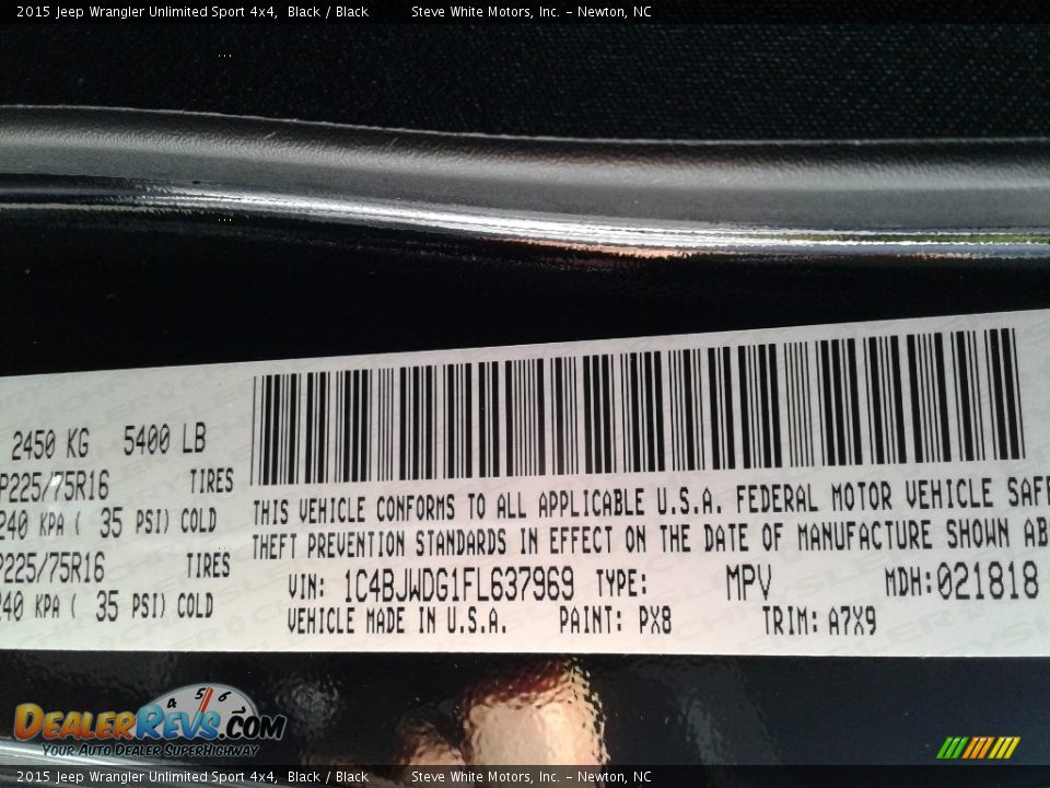 2015 Jeep Wrangler Unlimited Sport 4x4 Black / Black Photo #28