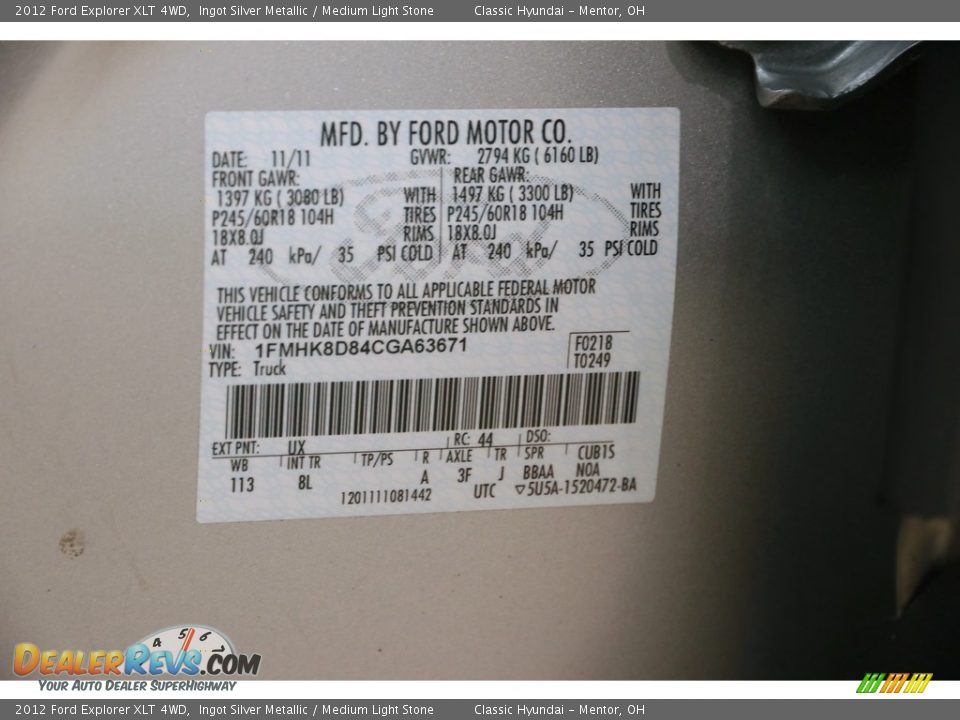2012 Ford Explorer XLT 4WD Ingot Silver Metallic / Medium Light Stone Photo #20