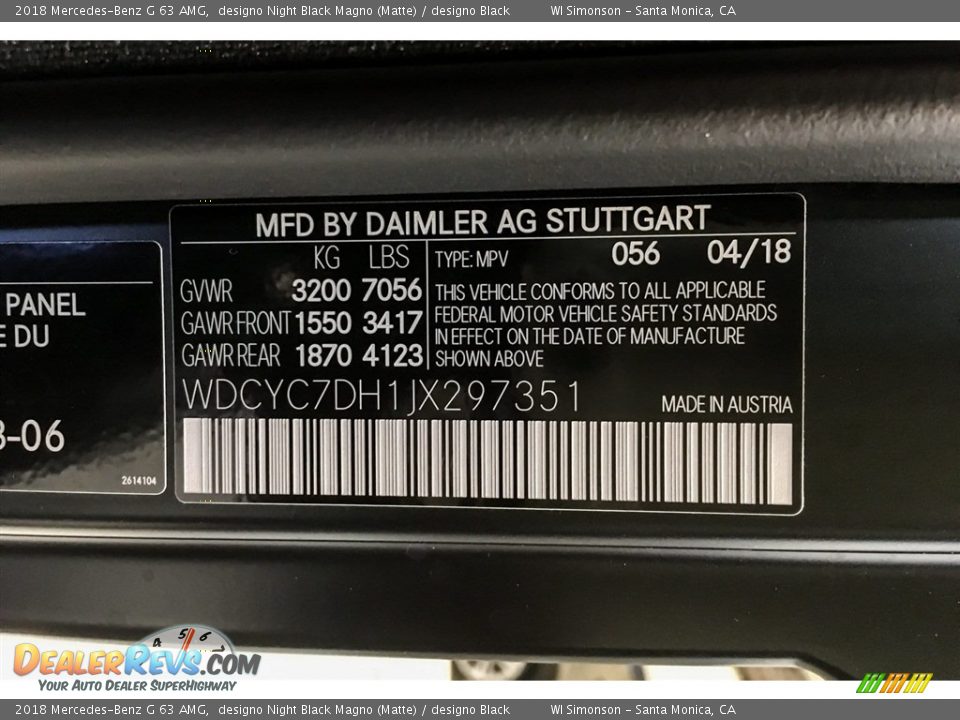 2018 Mercedes-Benz G 63 AMG designo Night Black Magno (Matte) / designo Black Photo #21