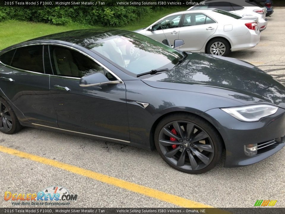 2016 Tesla Model S P100D Midnight Silver Metallic / Tan Photo #14