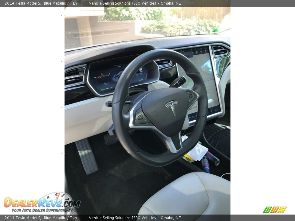 2014 Tesla Model S Blue Metallic / Tan Photo #3