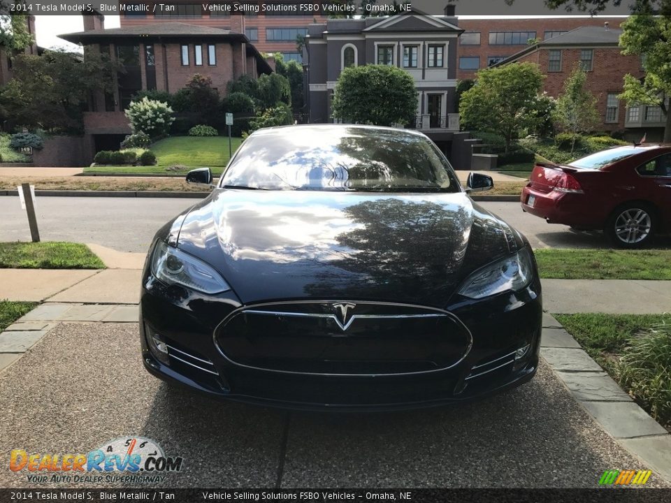 2014 Tesla Model S Blue Metallic / Tan Photo #10