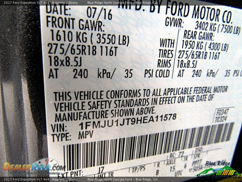 2017 Ford Expedition XLT 4x4 Magnetic / Ebony Photo #27