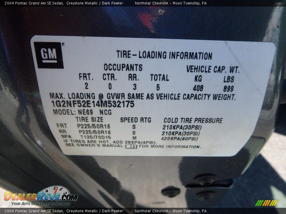 2004 Pontiac Grand Am SE Sedan Greystone Metallic / Dark Pewter Photo #14