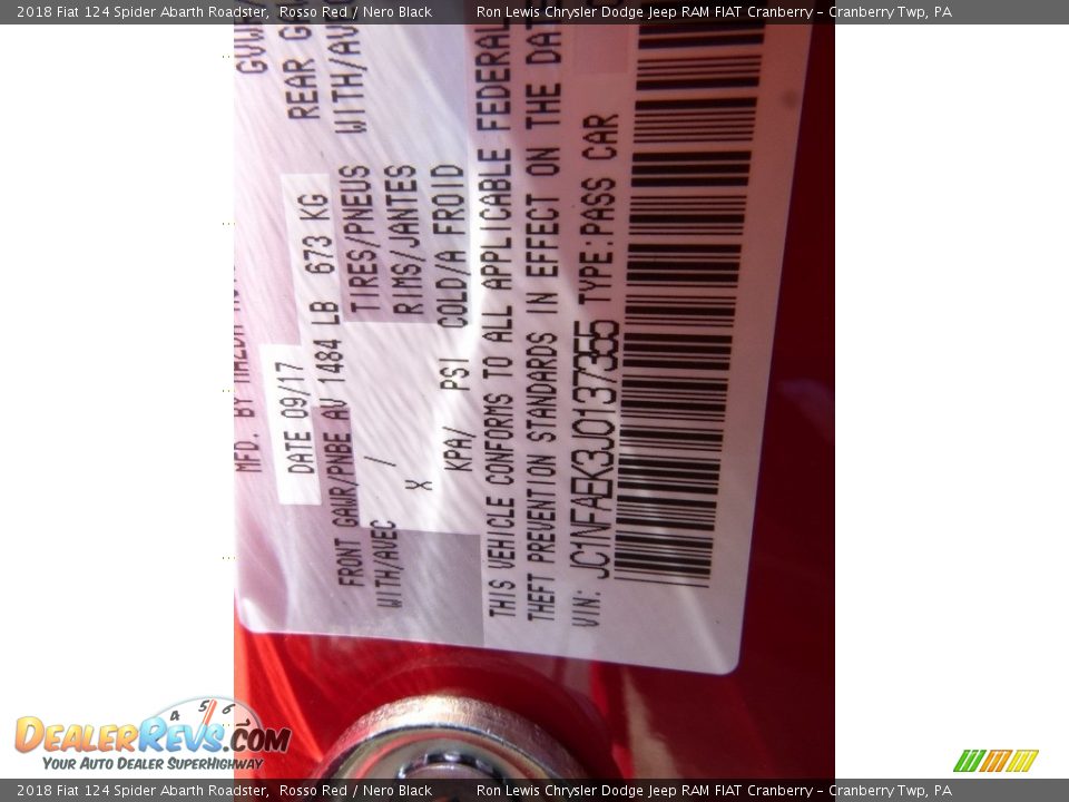 2018 Fiat 124 Spider Abarth Roadster Rosso Red / Nero Black Photo #14