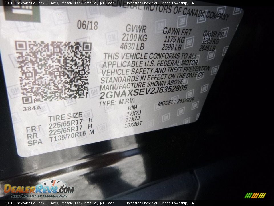 2018 Chevrolet Equinox LT AWD Mosaic Black Metallic / Jet Black Photo #16
