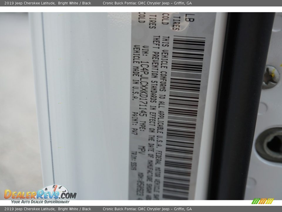 2019 Jeep Cherokee Latitude Bright White / Black Photo #14