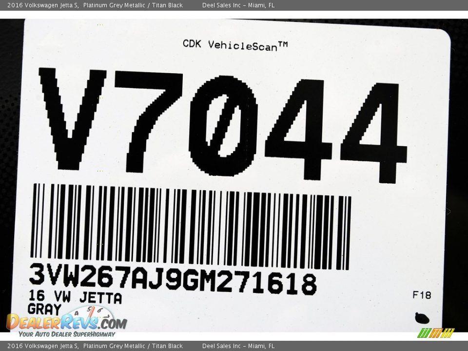 2016 Volkswagen Jetta S Platinum Grey Metallic / Titan Black Photo #20