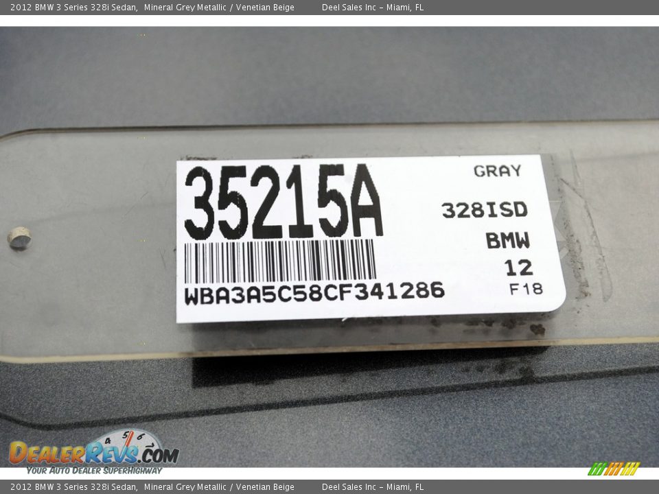 2012 BMW 3 Series 328i Sedan Mineral Grey Metallic / Venetian Beige Photo #20