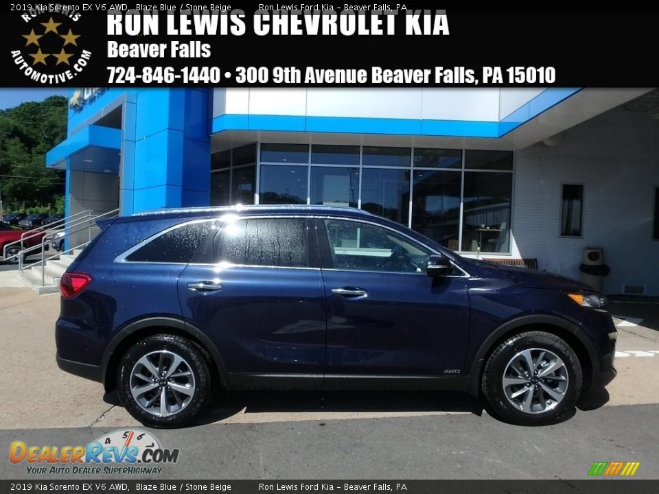 2019 Kia Sorento EX V6 AWD Blaze Blue / Stone Beige Photo #1