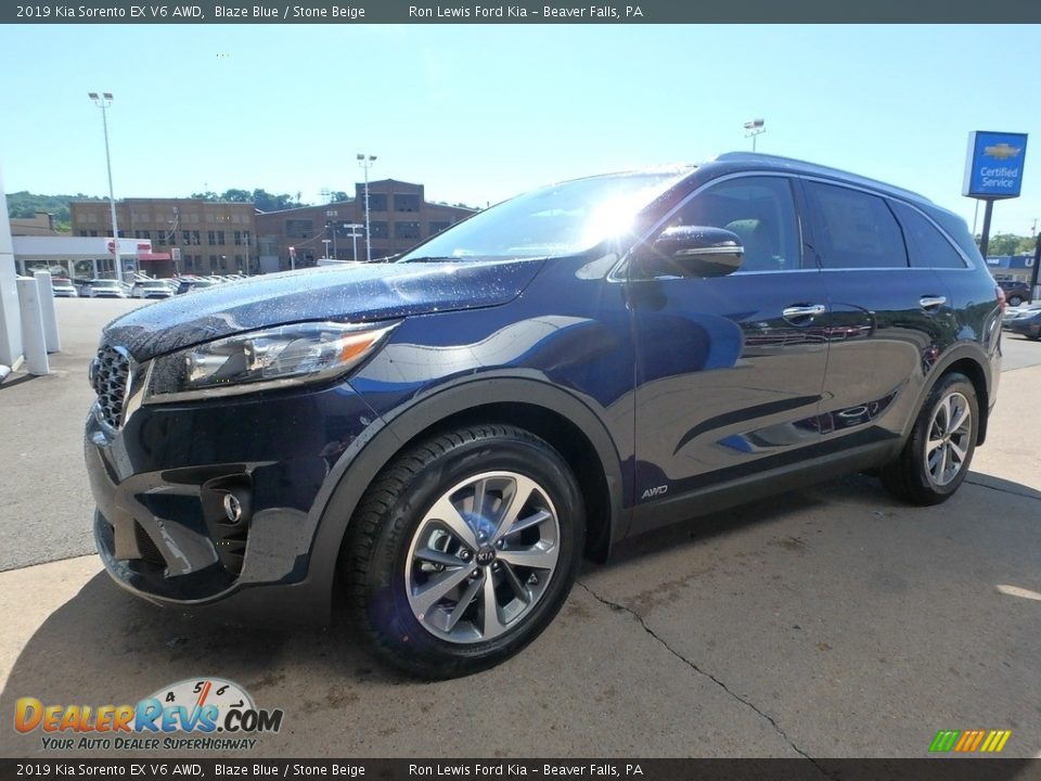 2019 Kia Sorento EX V6 AWD Blaze Blue / Stone Beige Photo #7