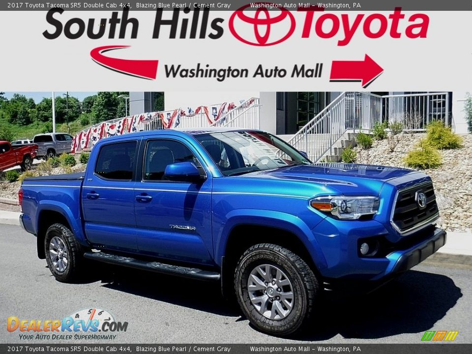 2017 Toyota Tacoma SR5 Double Cab 4x4 Blazing Blue Pearl / Cement Gray Photo #1