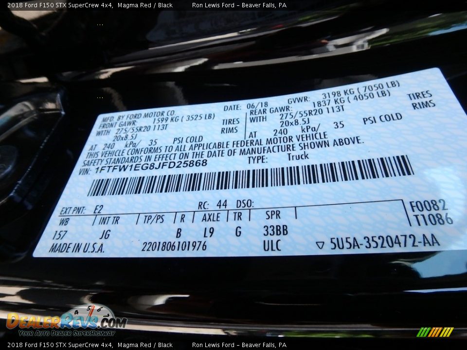 2018 Ford F150 STX SuperCrew 4x4 Magma Red / Black Photo #14