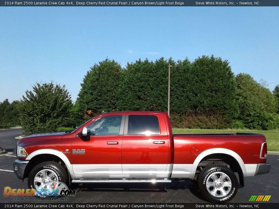 2014 Ram 2500 Laramie Crew Cab 4x4 Deep Cherry Red Crystal Pearl / Canyon Brown/Light Frost Beige Photo #1