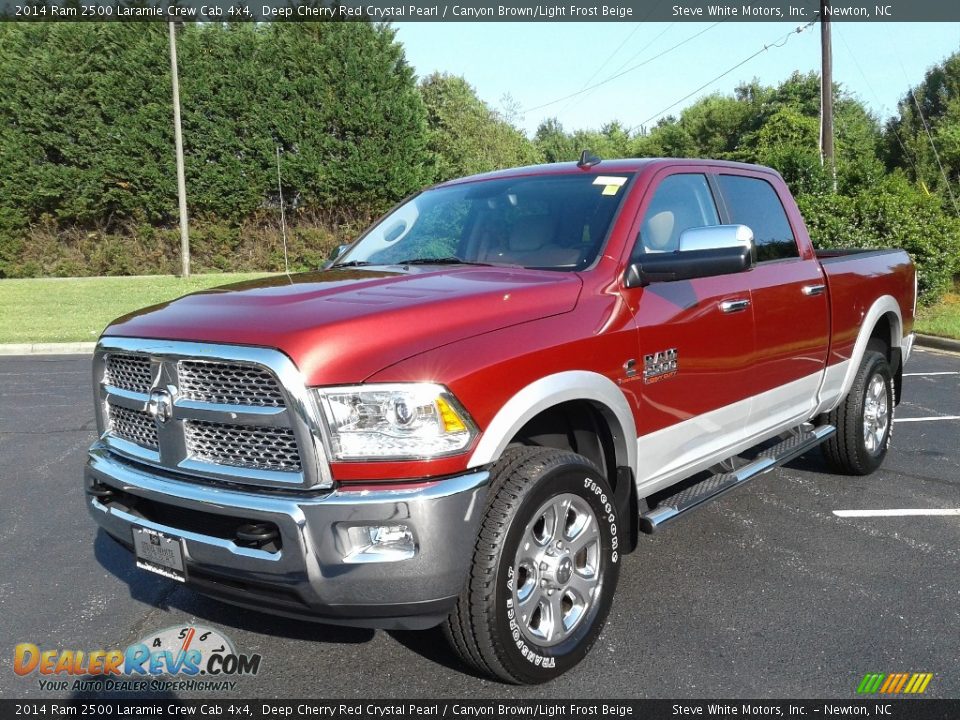 2014 Ram 2500 Laramie Crew Cab 4x4 Deep Cherry Red Crystal Pearl / Canyon Brown/Light Frost Beige Photo #2