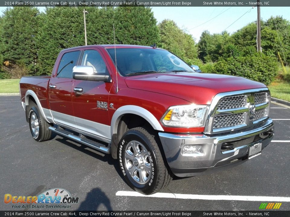 2014 Ram 2500 Laramie Crew Cab 4x4 Deep Cherry Red Crystal Pearl / Canyon Brown/Light Frost Beige Photo #4