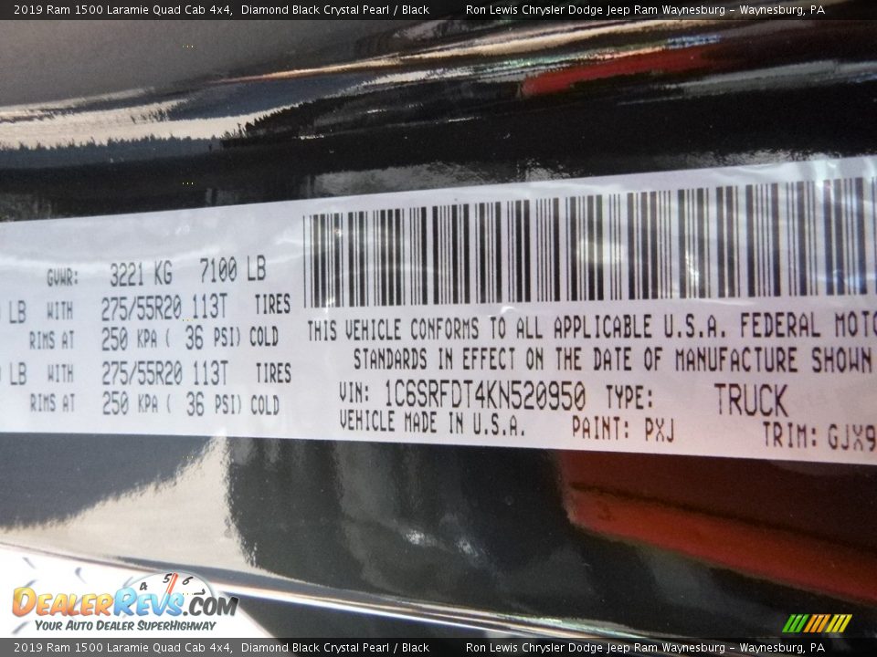 2019 Ram 1500 Laramie Quad Cab 4x4 Diamond Black Crystal Pearl / Black Photo #14