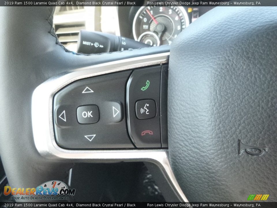 2019 Ram 1500 Laramie Quad Cab 4x4 Diamond Black Crystal Pearl / Black Photo #19