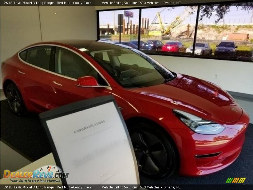 2018 Tesla Model 3 Long Range Red Multi-Coat / Black Photo #6