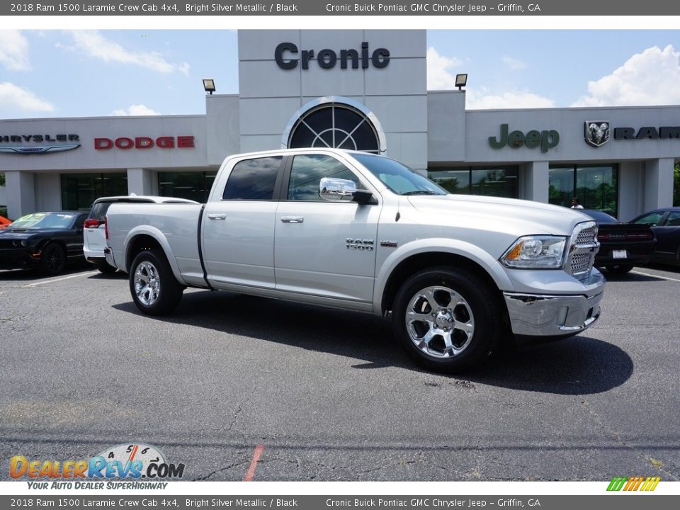 2018 Ram 1500 Laramie Crew Cab 4x4 Bright Silver Metallic / Black Photo #1