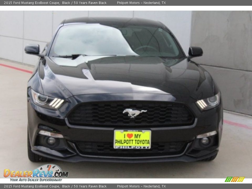 2015 Ford Mustang EcoBoost Coupe Black / 50 Years Raven Black Photo #2