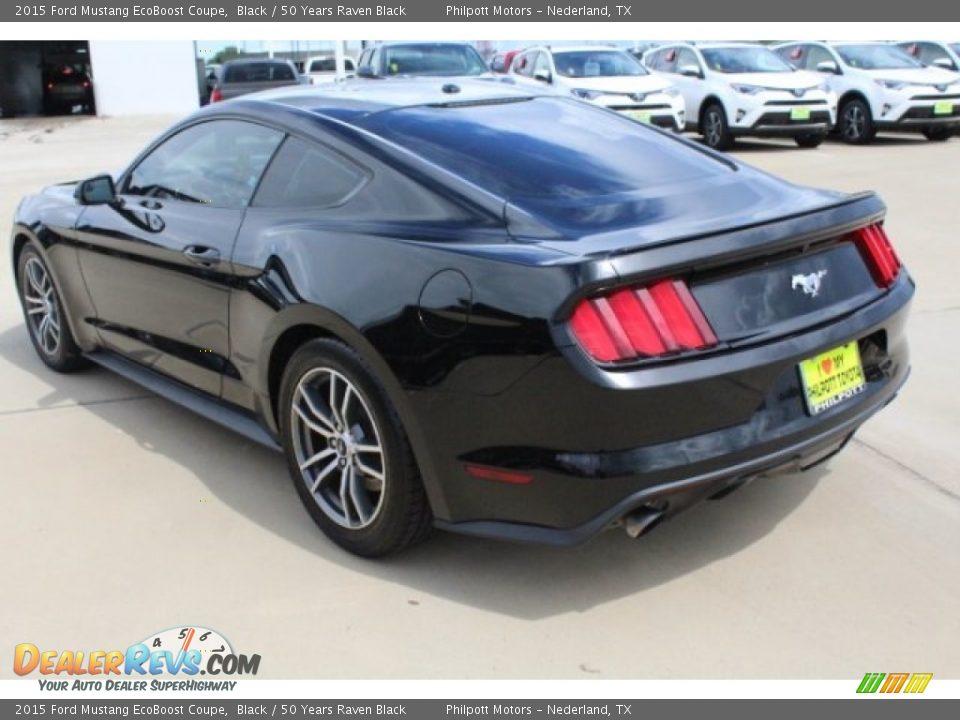 2015 Ford Mustang EcoBoost Coupe Black / 50 Years Raven Black Photo #6