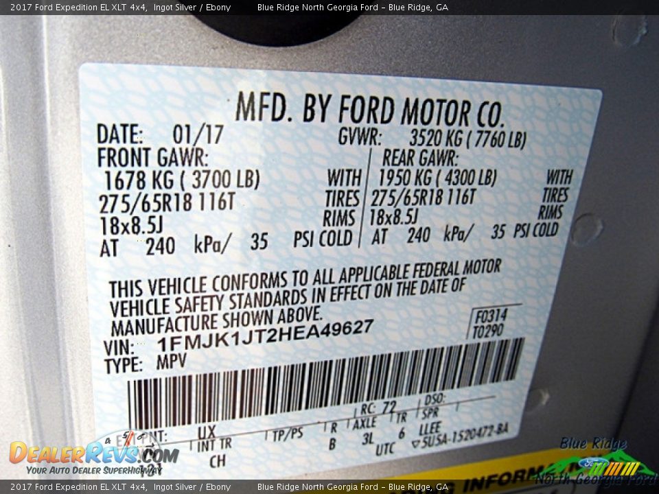 2017 Ford Expedition EL XLT 4x4 Ingot Silver / Ebony Photo #24