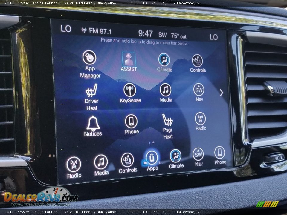 2017 Chrysler Pacifica Touring L Velvet Red Pearl / Black/Alloy Photo #20
