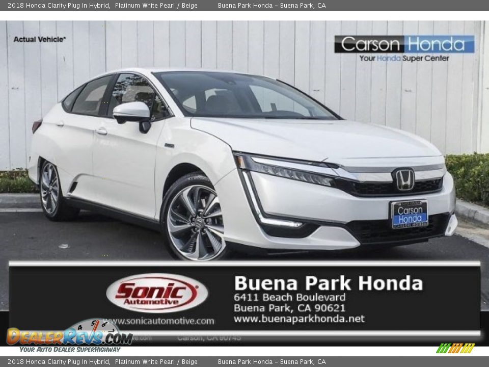 2018 Honda Clarity Plug In Hybrid Platinum White Pearl / Beige Photo #1