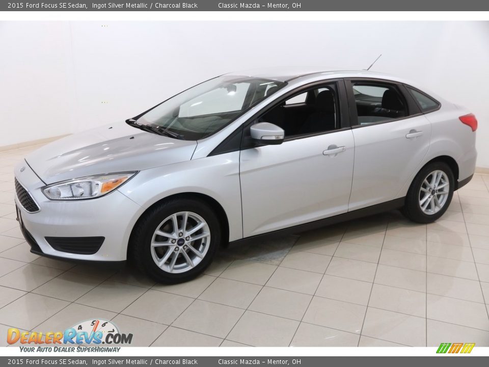 2015 Ford Focus SE Sedan Ingot Silver Metallic / Charcoal Black Photo #3
