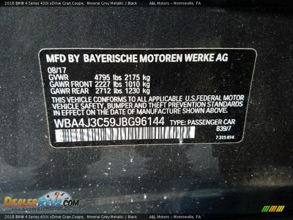 2018 BMW 4 Series 430i xDrive Gran Coupe Mineral Grey Metallic / Black Photo #17