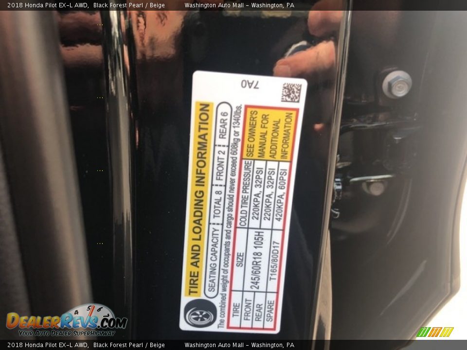 2018 Honda Pilot EX-L AWD Black Forest Pearl / Beige Photo #24
