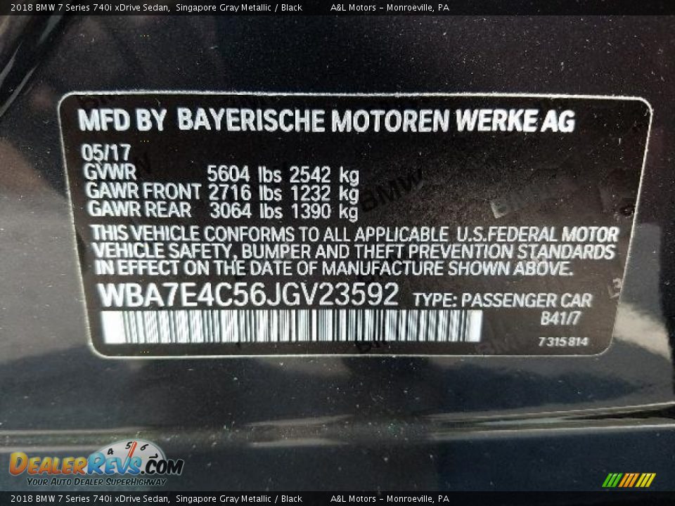 2018 BMW 7 Series 740i xDrive Sedan Singapore Gray Metallic / Black Photo #19