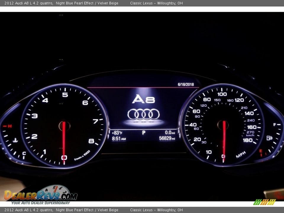 2012 Audi A8 L 4.2 quattro Night Blue Pearl Effect / Velvet Beige Photo #9