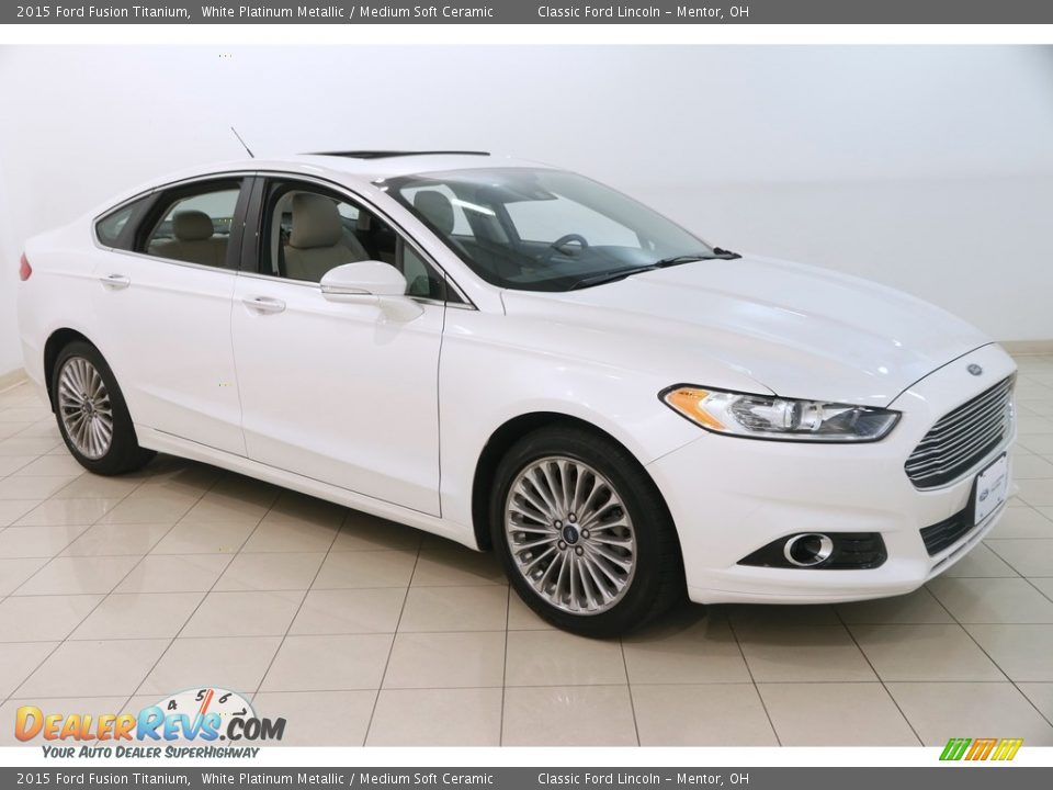 2015 Ford Fusion Titanium White Platinum Metallic / Medium Soft Ceramic Photo #1