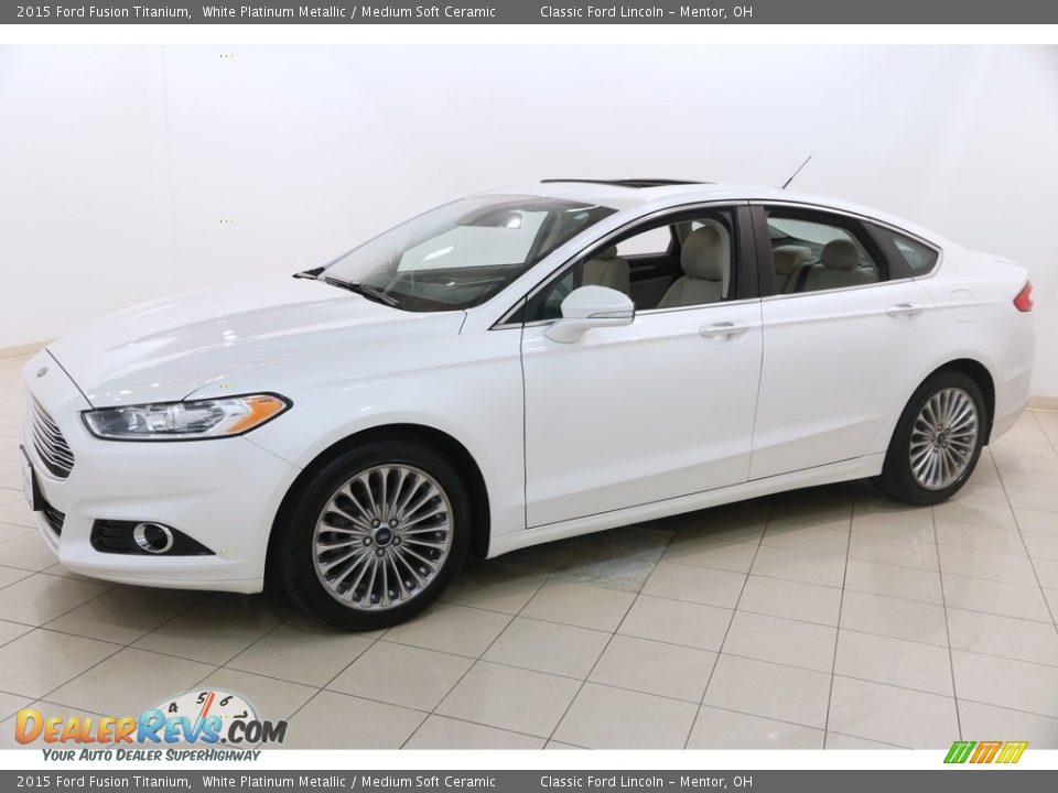 2015 Ford Fusion Titanium White Platinum Metallic / Medium Soft Ceramic Photo #3
