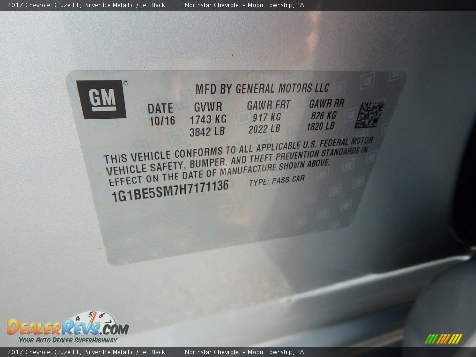 2017 Chevrolet Cruze LT Silver Ice Metallic / Jet Black Photo #28