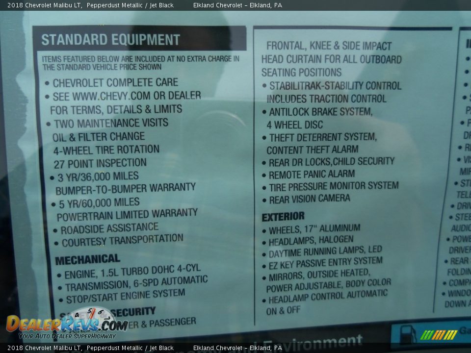 2018 Chevrolet Malibu LT Pepperdust Metallic / Jet Black Photo #10