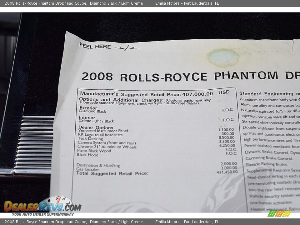 2008 Rolls-Royce Phantom Drophead Coupe Diamond Black / Light Creme Photo #87