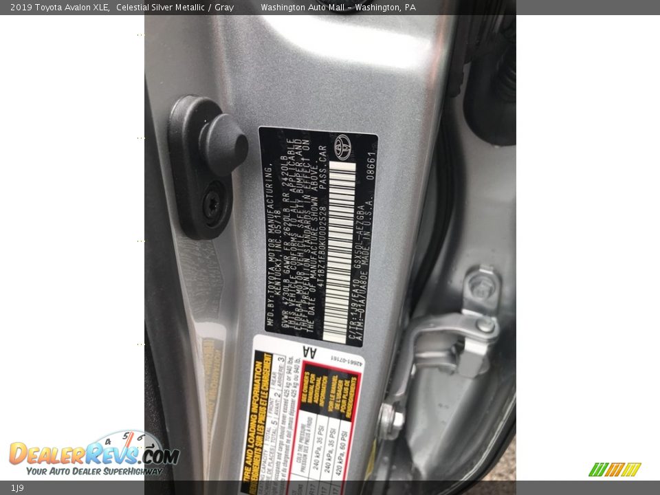 Toyota Color Code 1J9 Celestial Silver Metallic