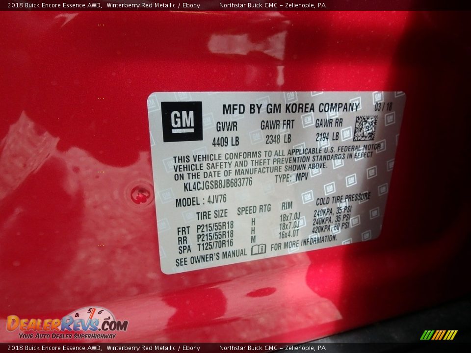 2018 Buick Encore Essence AWD Winterberry Red Metallic / Ebony Photo #16