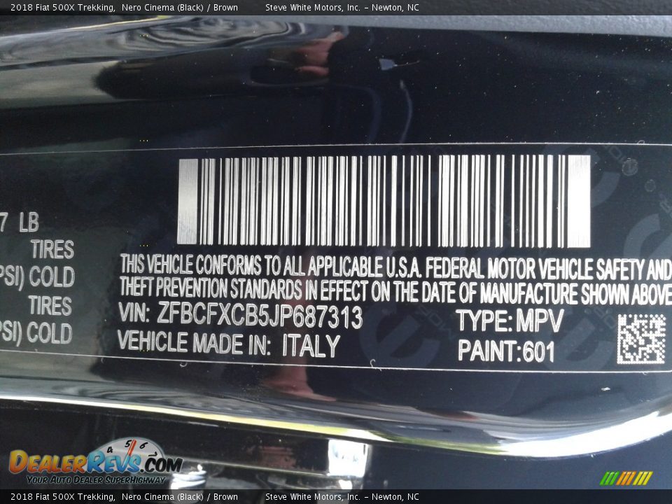 2018 Fiat 500X Trekking Nero Cinema (Black) / Brown Photo #25