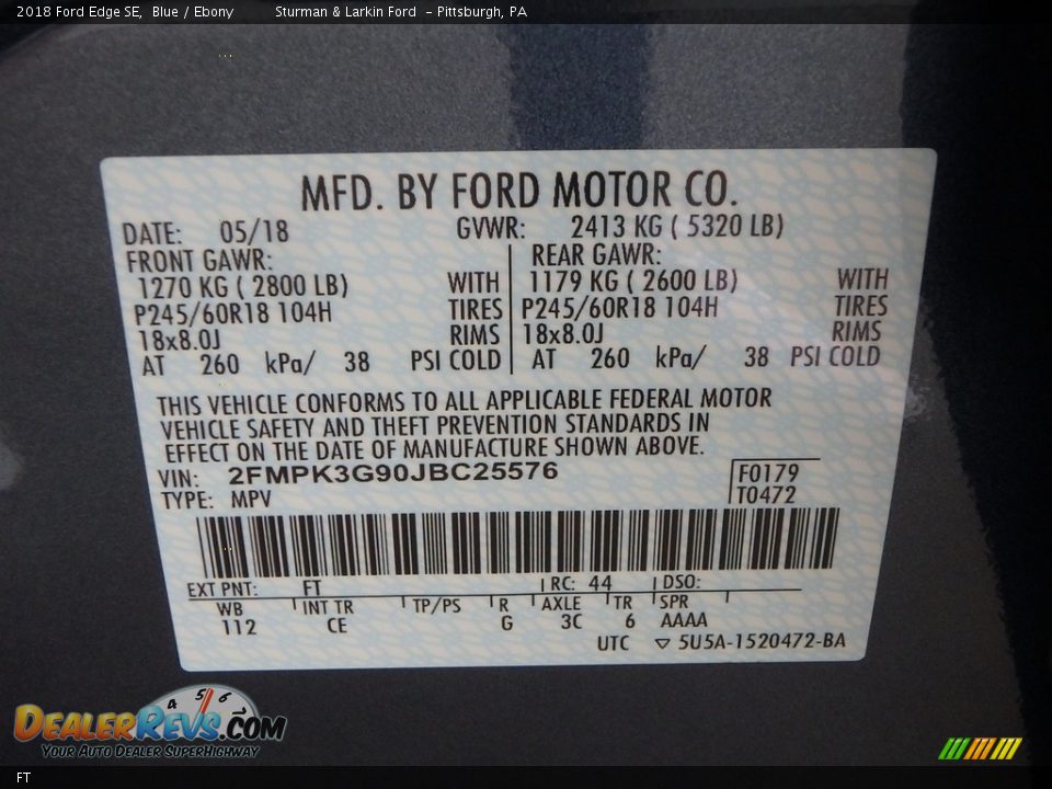 Ford Color Code FT Blue