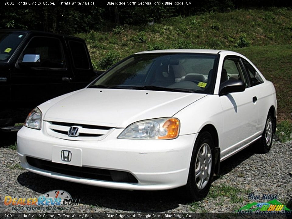 2001 Honda Civic LX Coupe Taffeta White / Beige Photo #1