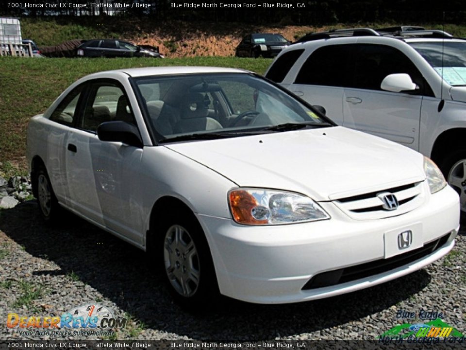 2001 Honda Civic LX Coupe Taffeta White / Beige Photo #2