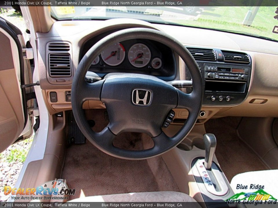 2001 Honda Civic LX Coupe Taffeta White / Beige Photo #9