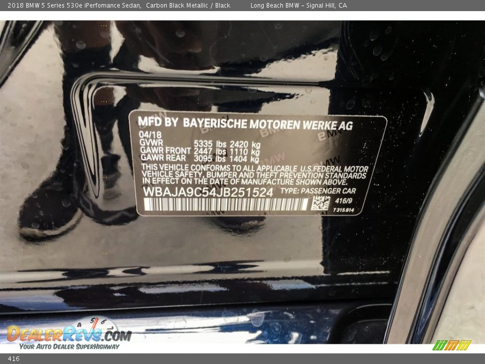 BMW Color Code 416 Carbon Black Metallic