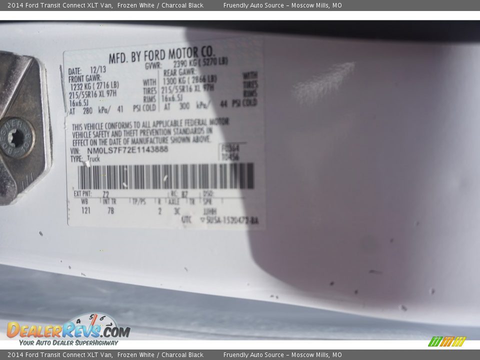 2014 Ford Transit Connect XLT Van Frozen White / Charcoal Black Photo #35