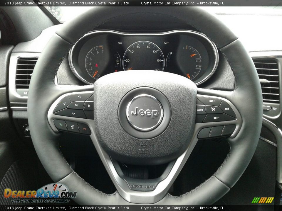 2018 Jeep Grand Cherokee Limited Diamond Black Crystal Pearl / Black Photo #14