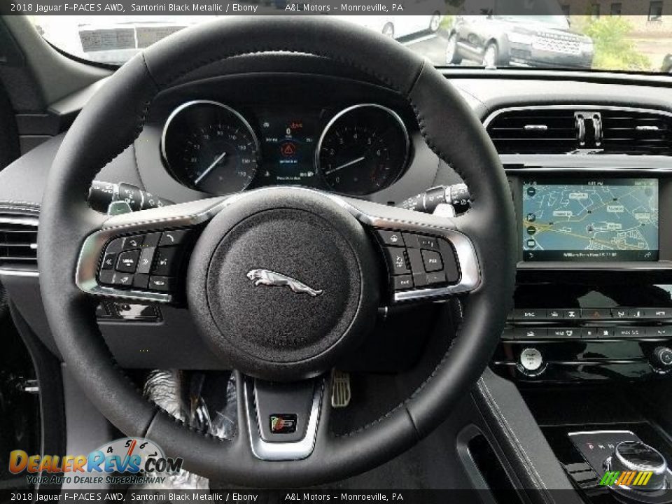 2018 Jaguar F-PACE S AWD Santorini Black Metallic / Ebony Photo #14